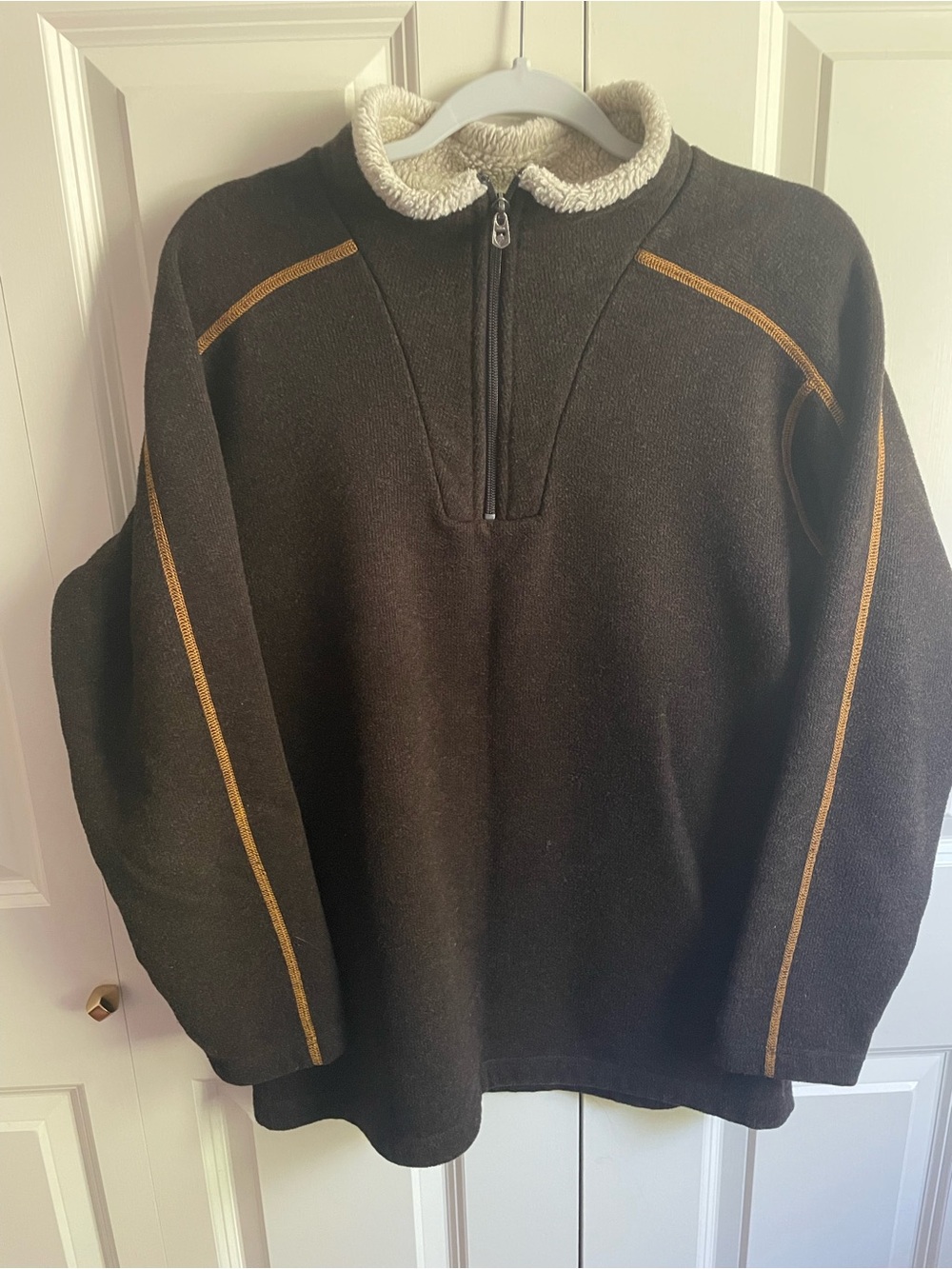 KUHL Men's Quarter-Zip Sherpa Collar Sweater - Brown